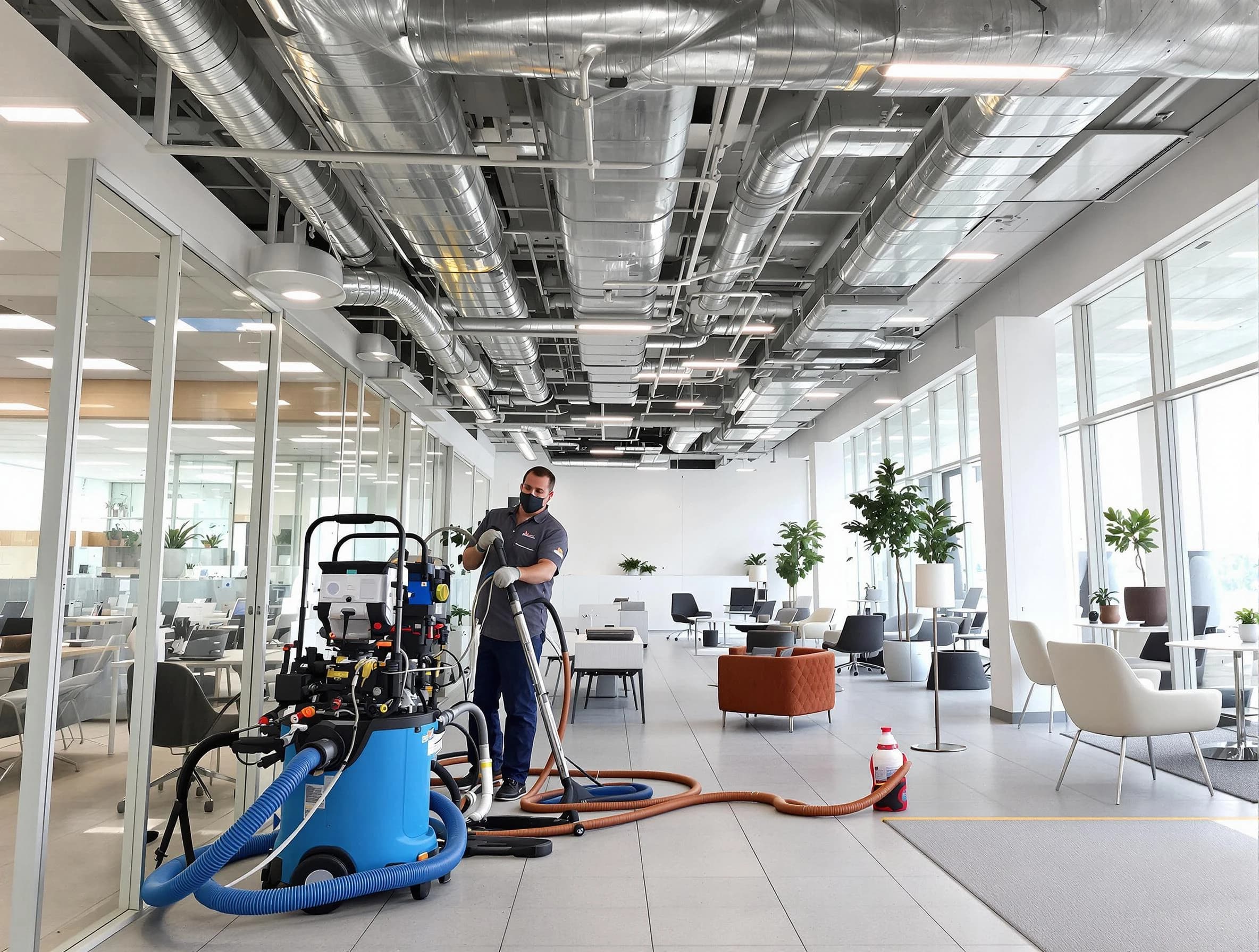 New Bedford Air Duct Cleaning team conducting comprehensive commercial duct cleaning at a business location in New Bedford