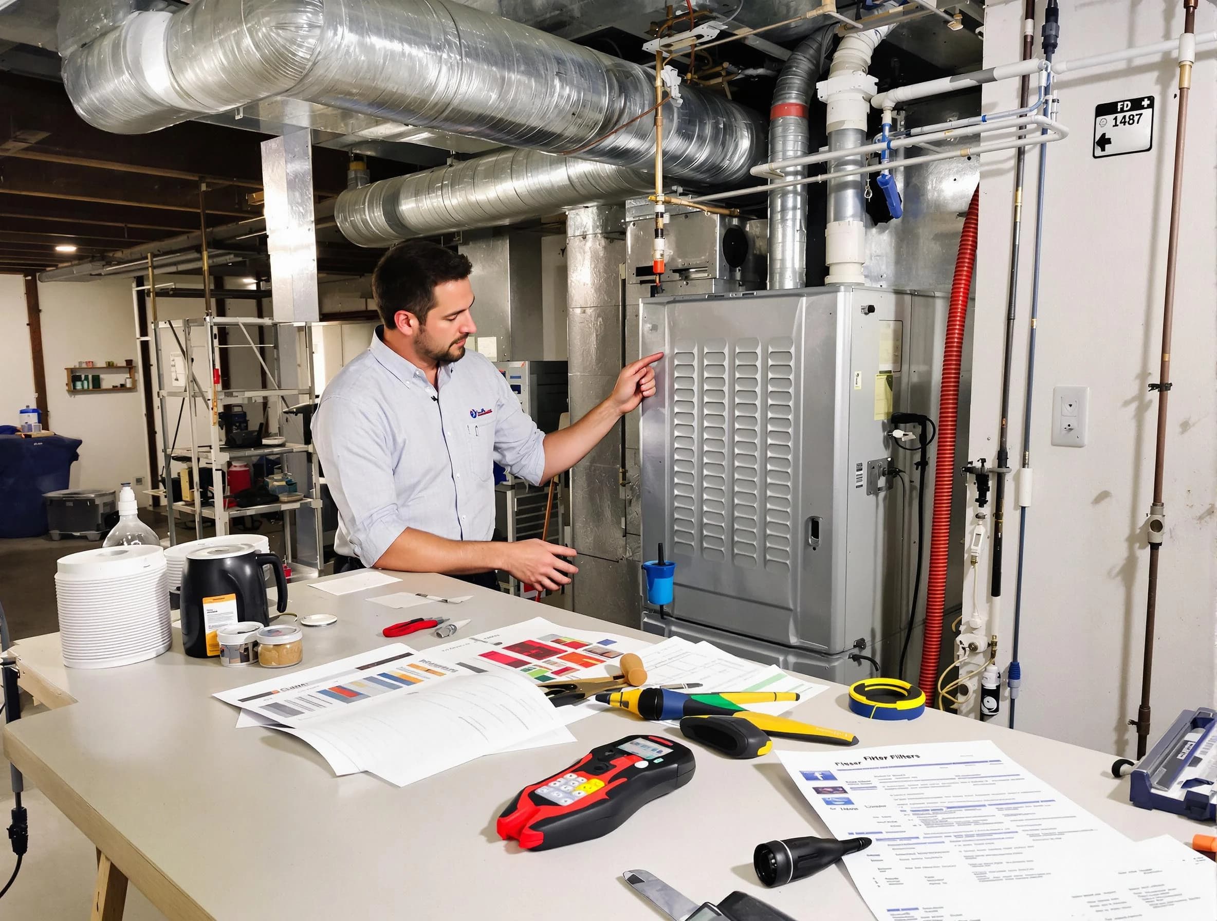 New Bedford Air Duct Cleaning inspector conducting detailed filter system evaluation using professional diagnostic tools in New Bedford