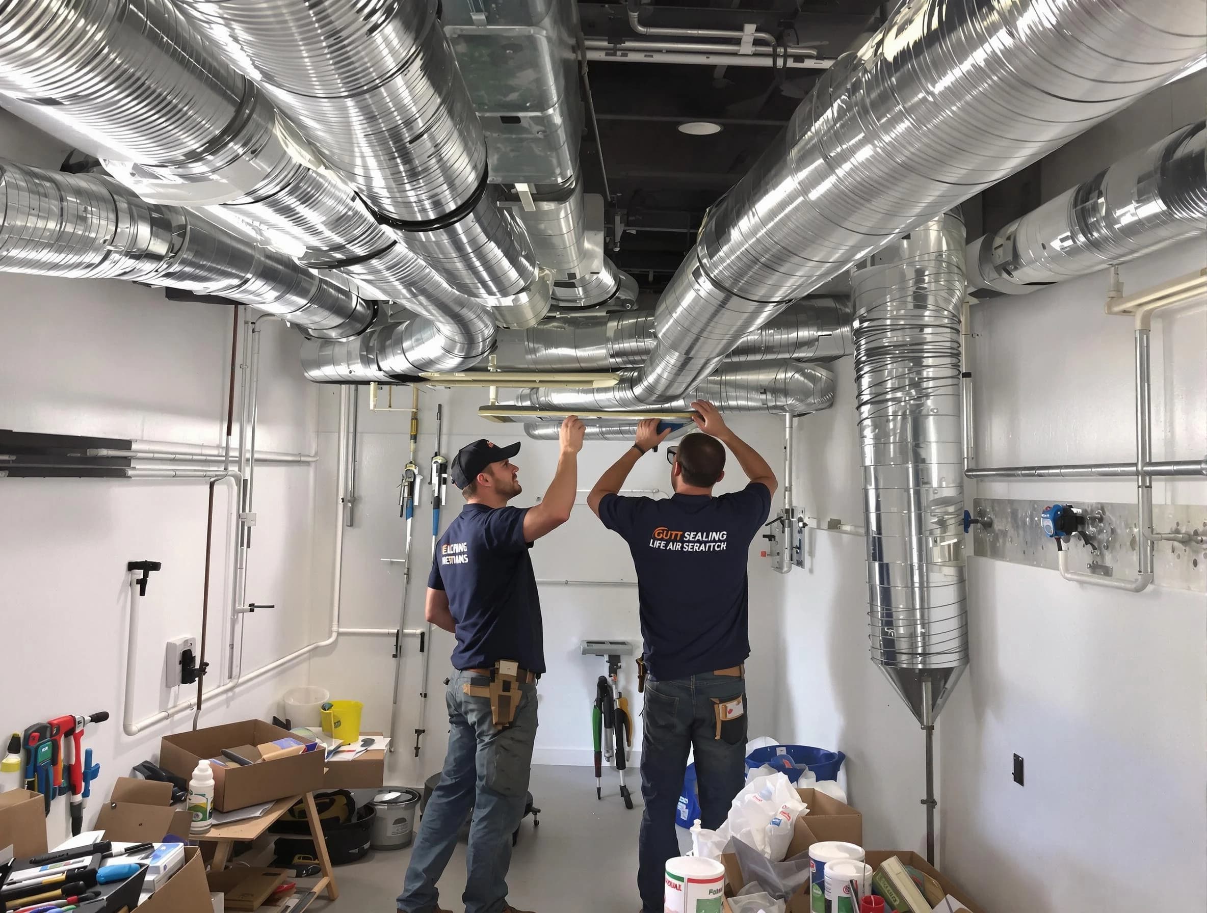 New Bedford Air Duct Cleaning technician applying professional duct sealing solutions in New Bedford