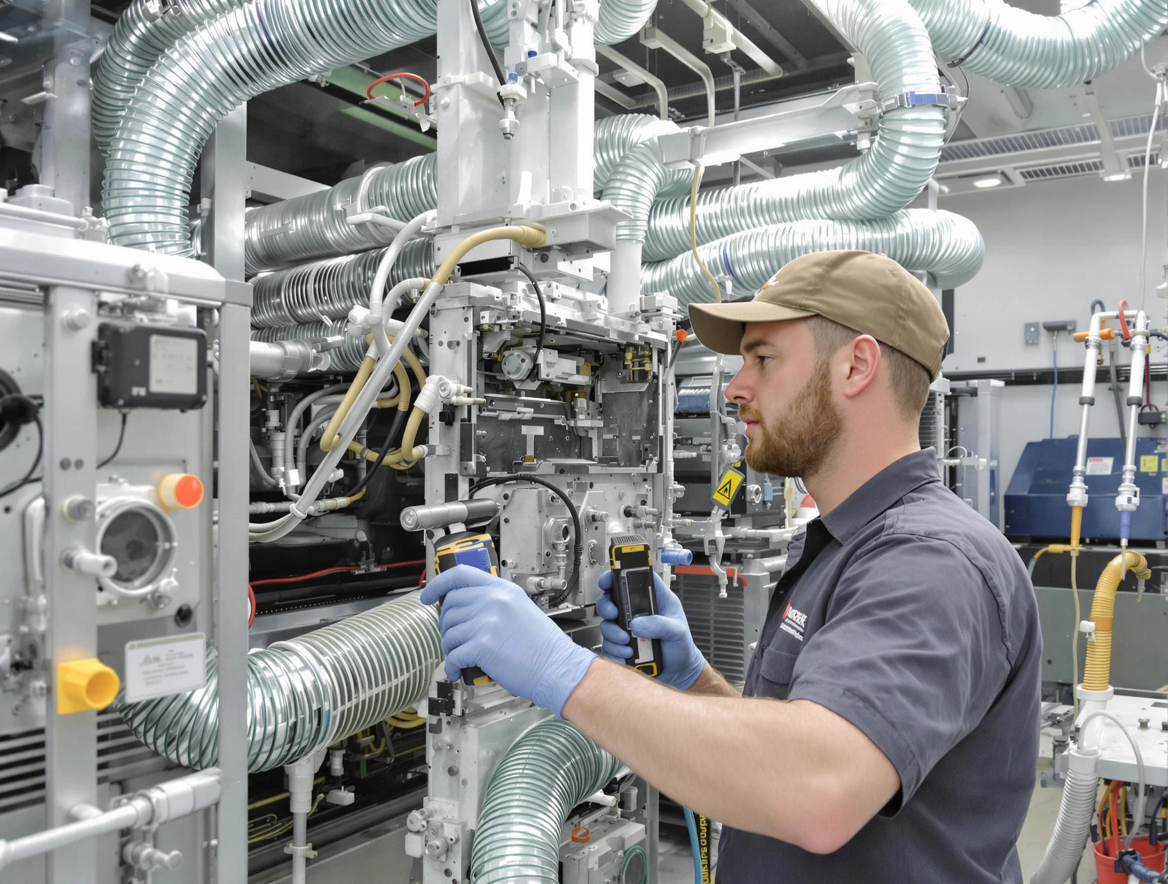 New Bedford Air Duct Cleaning technician performing precision commercial coil cleaning at a business facility in New Bedford